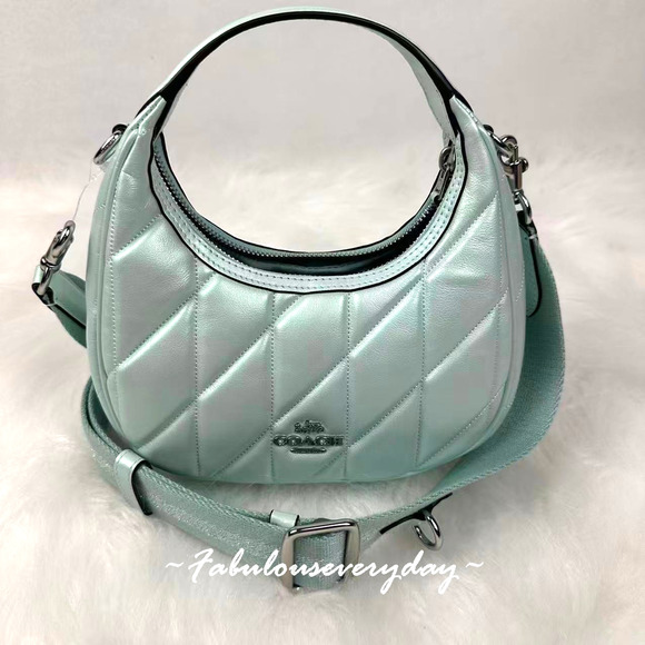 Coach Carmen Mini Crossbody Bag In Pearlized Leather/Silver/Green CBI46 NWT - Picture 1 of 9